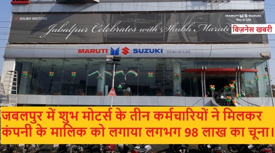 जबलपुर में शुभ मोटर्स के तीन कर्मचारियों ने मिलकर कंपनी के मालिक को लगाया लगभग 98 लाख का चूना। 